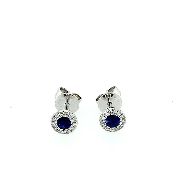Saxons 14 Karat White Gold Diamond and Sapphire Stud Earrings Saxons Fine Jewelers Bend, OR