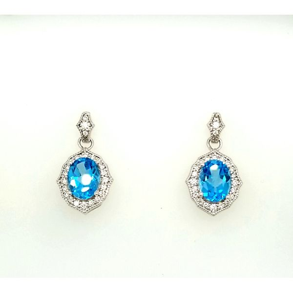 Blue Topaz Diamond Drop Earrings Saxons Fine Jewelers Bend, OR