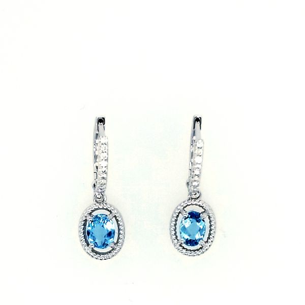 Aquamarine Diamond Halo Drop Earrings Saxons Fine Jewelers Bend, OR