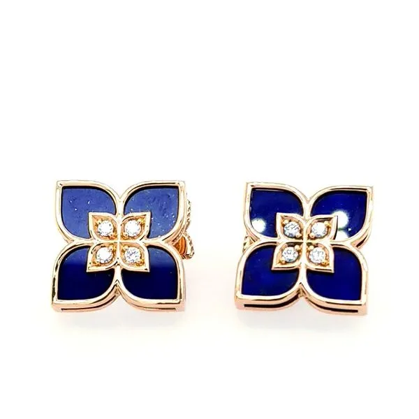18 Karat Rose Gold Venetian Princess Lapis Diamond Frame Drop Saxons Fine Jewelers Bend, OR