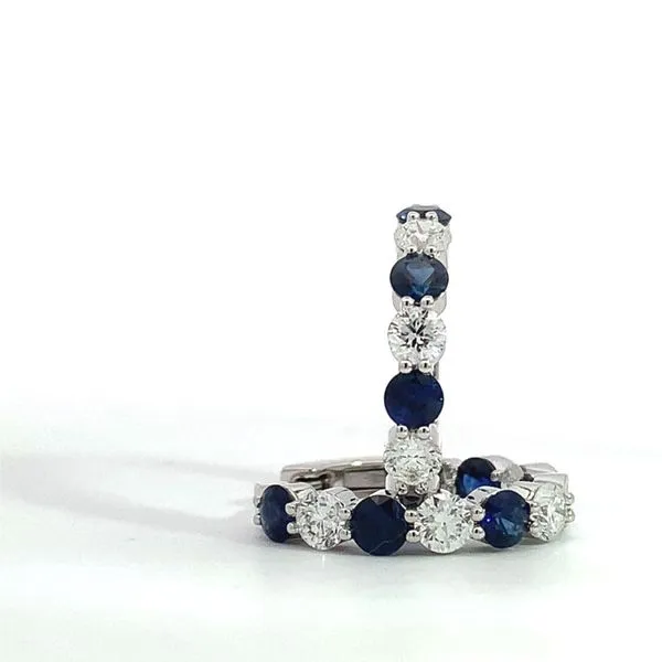 18 Karat White Gold Sapphire Diamond Round Hoops similar item image