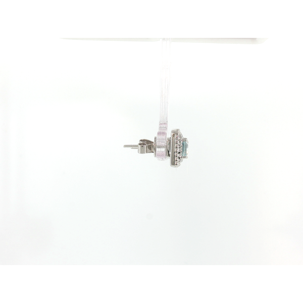 14kt White Gold Aquamarine Double Square Halo Stud Earrings 1.05ct Image 2 Saxons Fine Jewelers Bend, OR