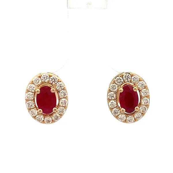 Yellow Gold Ruby and Diamond Earrings Saxons Fine Jewelers Bend, OR