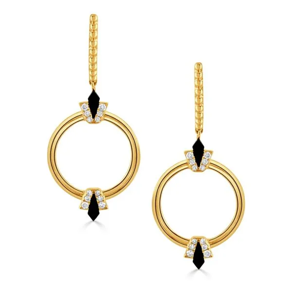 Dove's Yellow Gold and Onyx Drop Earrings Saxons Fine Jewelers Bend, OR