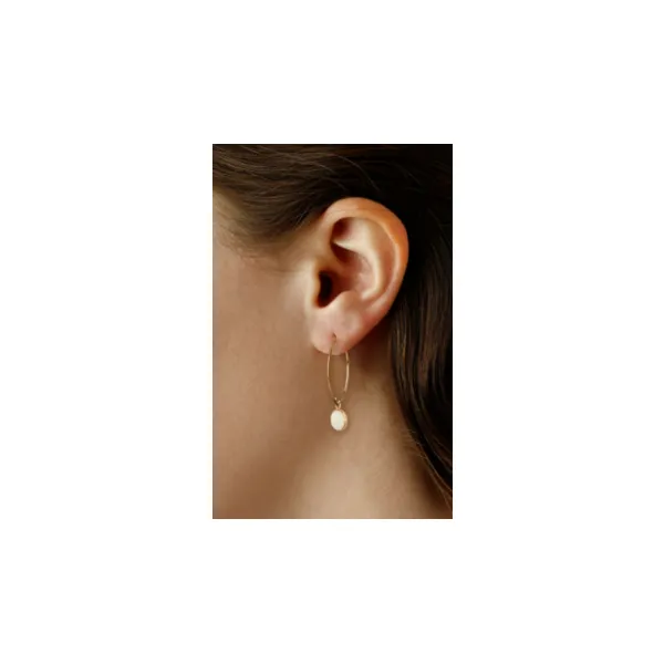 14 Karat Yellow Gold Opal Bezel Simple Sweep Earrings Image 2 Saxons Fine Jewelers Bend, OR