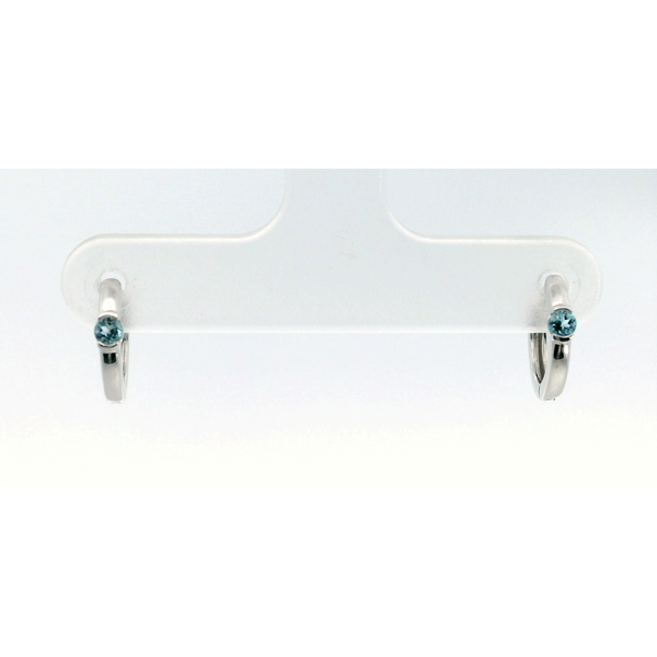 14K White Gold Blue Topaz Huggies Earrings Saxons Fine Jewelers Bend, OR