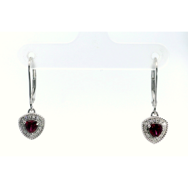 14K White Gold Trillion Ruby Diamond Drop Earrings Saxons Fine Jewelers Bend, OR
