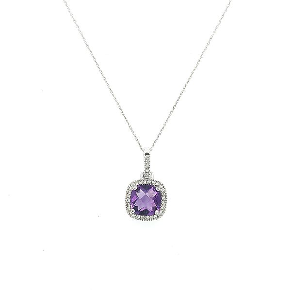 Checkerboard Cut Amethyst and Diamond Pendant Saxons Fine Jewelers Bend, OR