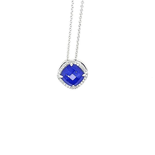 Doves White Gold Lapis and Diamond Pendant Saxons Fine Jewelers Bend, OR