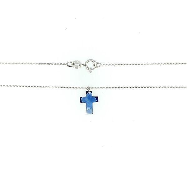Saxons Sapphire Cross Pendant Necklace Saxons Fine Jewelers Bend, OR