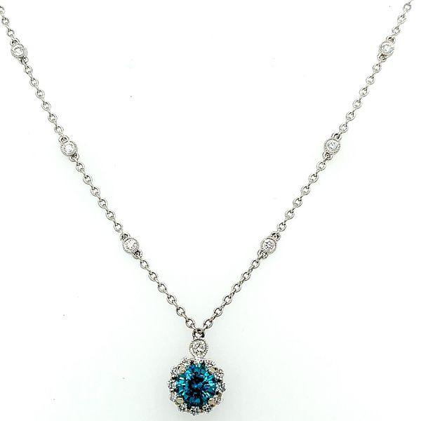 Saxons Blue Zircon Diamond Necklace Saxons Fine Jewelers Bend, OR