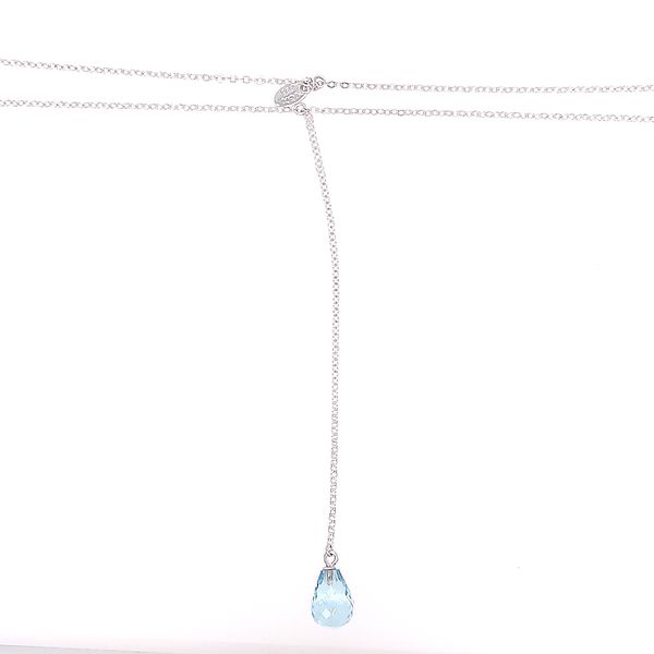 Silver Blue Topaz Drop Necklace Image 2 Saxons Fine Jewelers Bend, OR