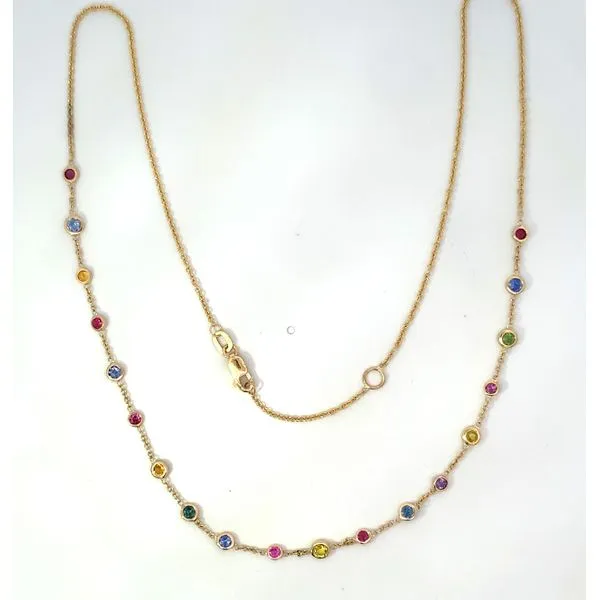 14 Karat Yellow Gold Colored Round Sapphires By The Inch Necklace Saxons Fine Jewelers Bend, OR