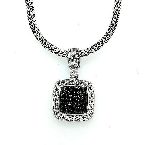 John Hardy Sterling Silver Black Sapphire Classic Chain Lava Medium Square Pendant Saxons Fine Jewelers Bend, OR