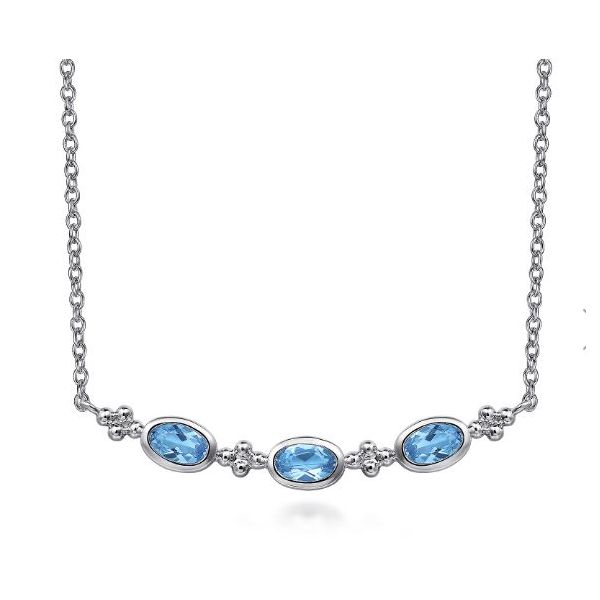 Gabriel & Co. Silver Bujukan Swiss Blue Topaz Necklace Saxons Fine Jewelers Bend, OR
