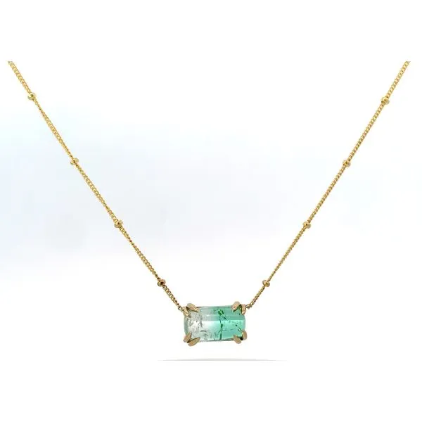 14 Karat Yellow Gold Bi Color Tourmaline Double Prong Pen...
