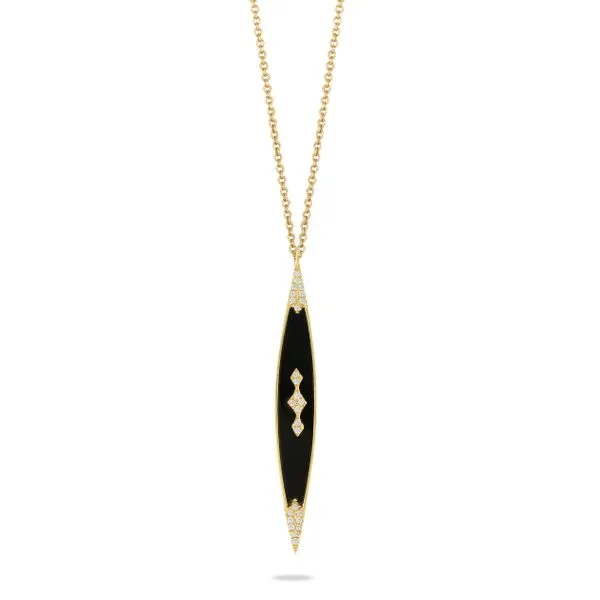 Doves. Yellow Gold Black Onyx Diamond Pendant Saxons Fine Jewelers Bend, OR