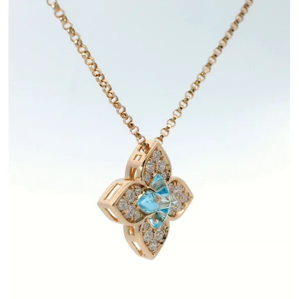 18K Rose Gold Blue Topaz Diamond Venetian Princess Necklace Image 2 Saxons Fine Jewelers Bend, OR