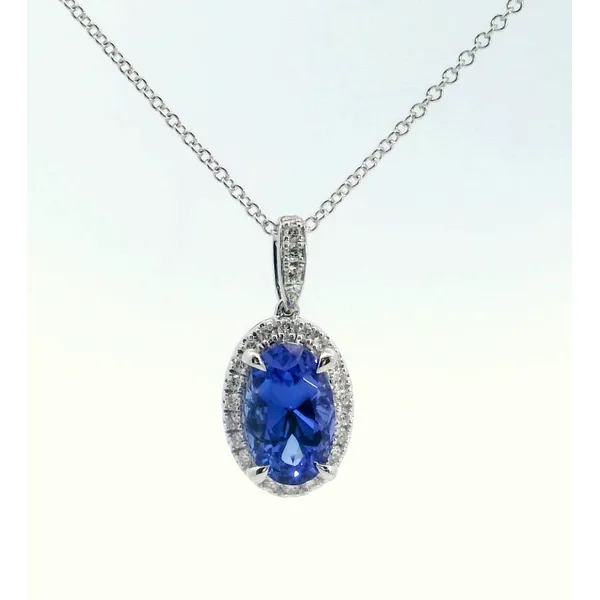 18K White Gold Oval Tanzanite Diamond Pendant Ring Saxons Fine Jewelers Bend, OR