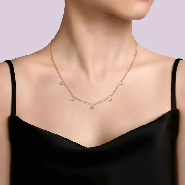 Gabriel and Co Swiss Blue Toapz Station Necklace Image 3 Saxons Fine Jewelers Bend, OR