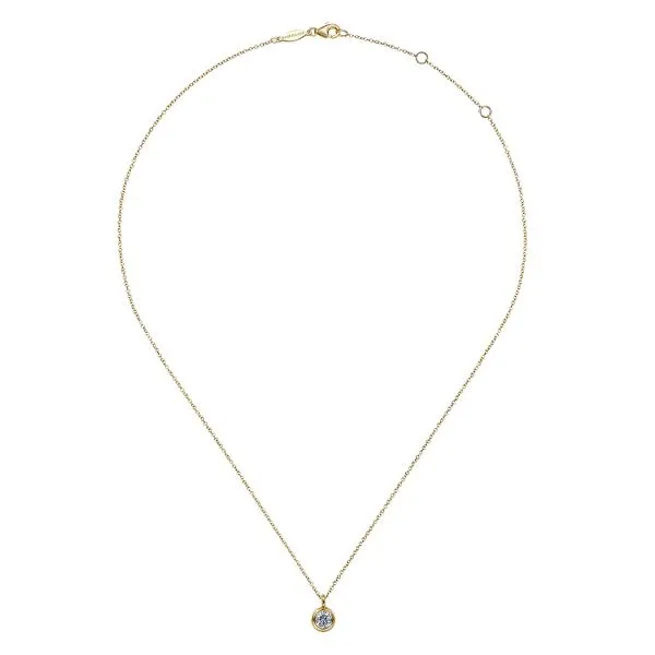 Gabriel & Co. 14 Karat Yellow Gold White Sapphire Bezel Set Pendant Image 2 Saxons Fine Jewelers Bend, OR
