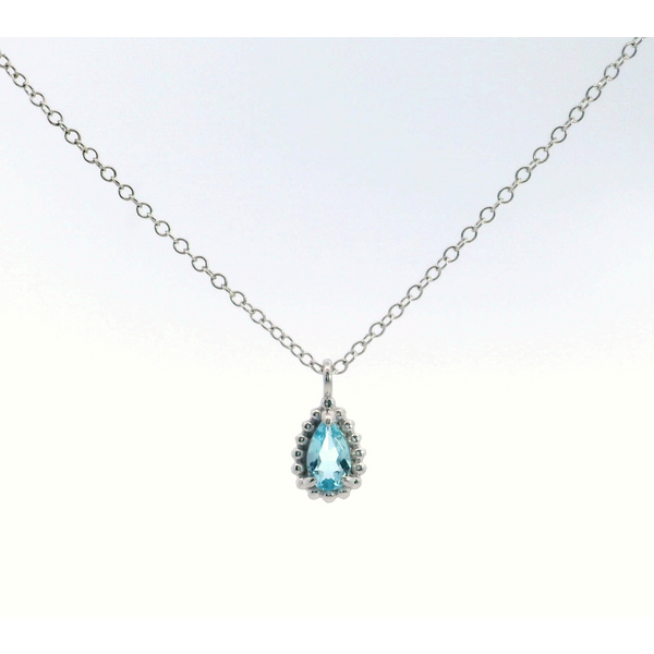 Gabriel & Co.14K WG Blue Topaz Bujukan Pendant .23cttw Saxons Fine Jewelers Bend, OR