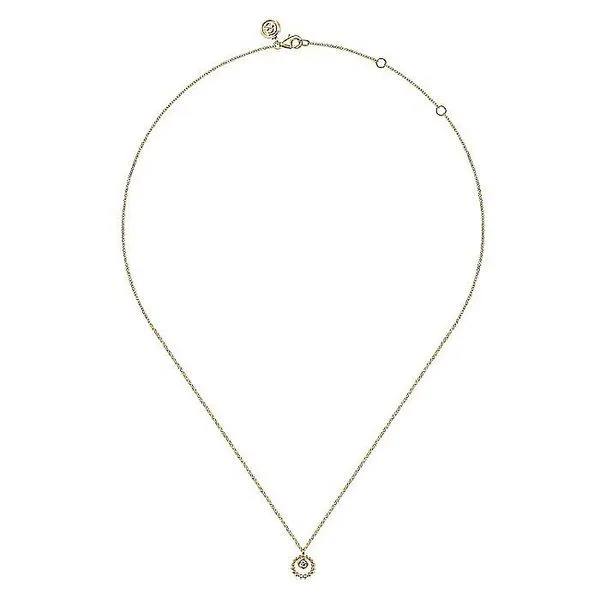 Gabriel & Co.14 Karat Yellow Gold Bujukan White Sapphire Pendant Necklace Image 2 Saxons Fine Jewelers Bend, OR