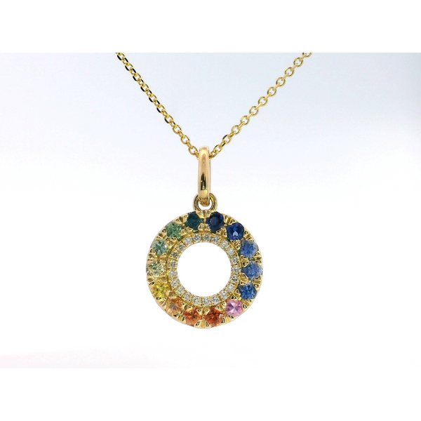 Rainbow Sapphire Circle Diamond Pendant Saxons Fine Jewelers Bend, OR
