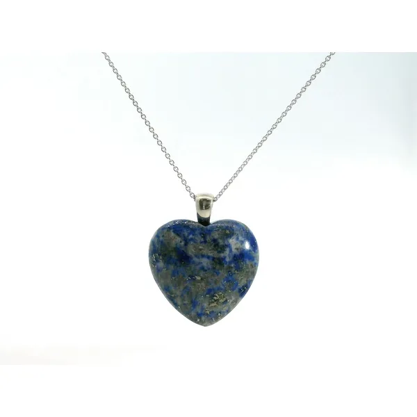 14K White Gold Lapis Pyrite Heart Pendant Necklace Saxons Fine Jewelers Bend, OR