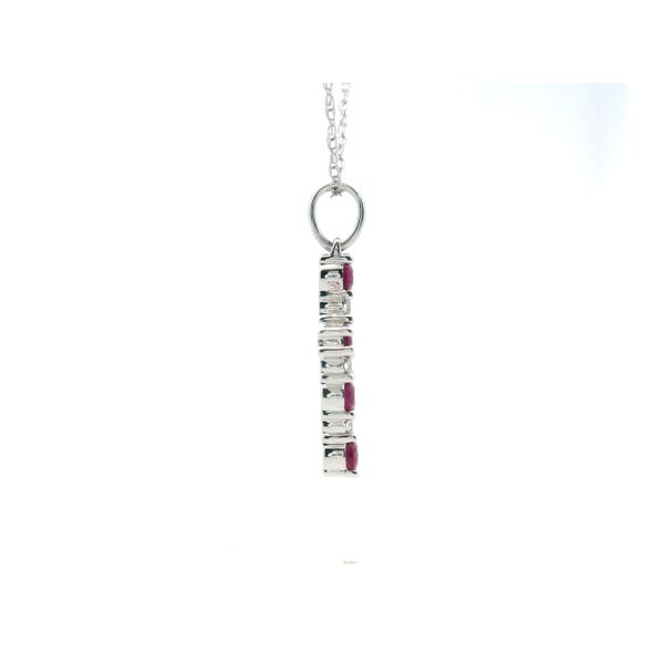 14K White Gold Ruby Diamond Cross Pendant Image 2 Saxons Fine Jewelers Bend, OR