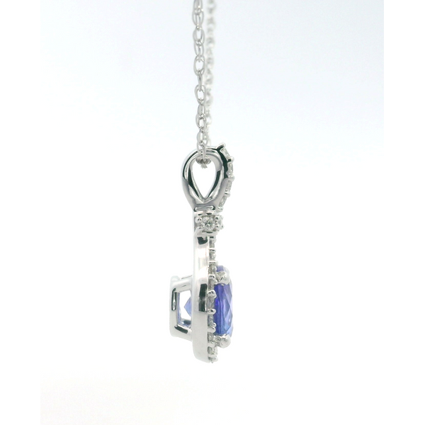 14K White Gold Tanzanite Diamond Halo Pendant Image 2 Saxons Fine Jewelers Bend, OR