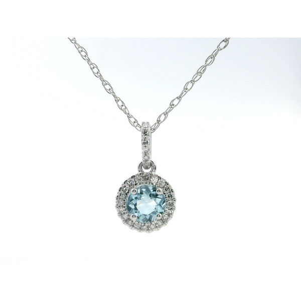 14K White Gold Aquamarine Diamond Pendant Saxons Fine Jewelers Bend, OR