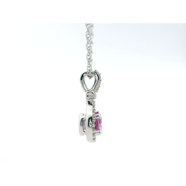 14K White Gold Pink Sapphire Diamond Pendant Image 2 Saxons Fine Jewelers Bend, OR