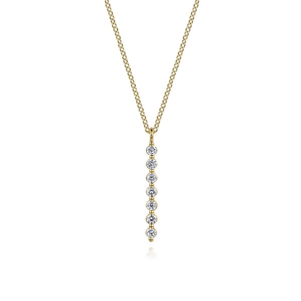 Gabriel & Co. 14K YG White Sapphire Bar Necklace Saxons Fine Jewelers Bend, OR