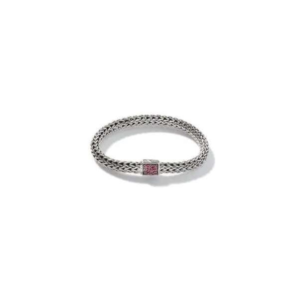 John Hardy Classic Chain Silver Bracelet with Ruby and Black Sapphire Saxons Fine Jewelers Bend, OR