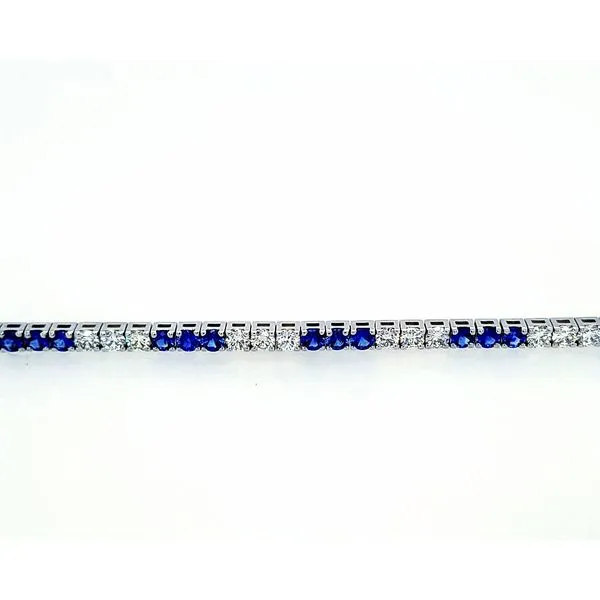 14 Karat White Gold Diamond Blue Sapphire Bracelet Image 2 Saxons Fine Jewelers Bend, OR