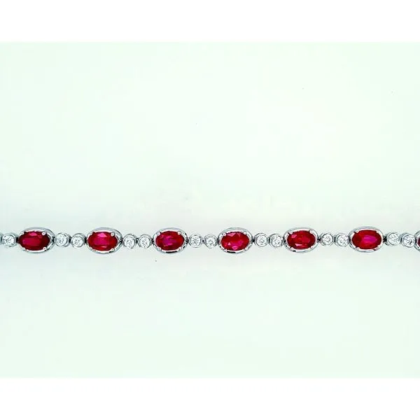 18K White Gold Ruby Diamond Bracelet Image 2 Saxons Fine Jewelers Bend, OR