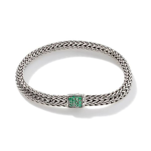 John Hardy Sterling Silver Black Sapphire/ Emerald Classic Chain Small Reversible Saxons Fine Jewelers Bend, OR