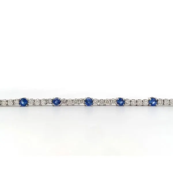 14K White Gold Blue Sapphire Diamond Bracelet