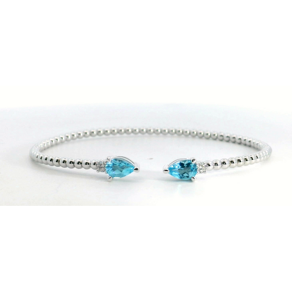 14K White Gold Blue Topaz Diamond Bangle Saxons Fine Jewelers Bend, OR