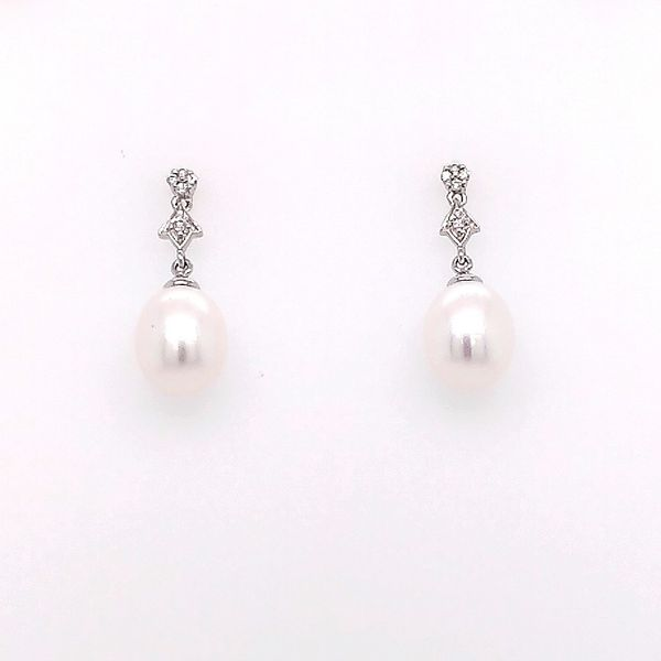Pearl and Diamond Drop Earring Saxons Fine Jewelers Bend, OR