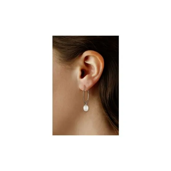 Sterling Silver Simple Pearl Sweep Small Earrings Image 2 Saxons Fine Jewelers Bend, OR