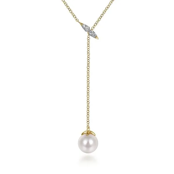 Gabriel & Co.14K YG Pearl Diamond 