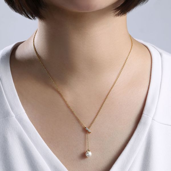 Gabriel & Co.14K YG Pearl Diamond 
