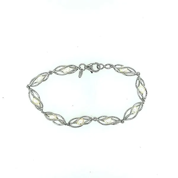Sterling Silver Pearl Cage Bracelet