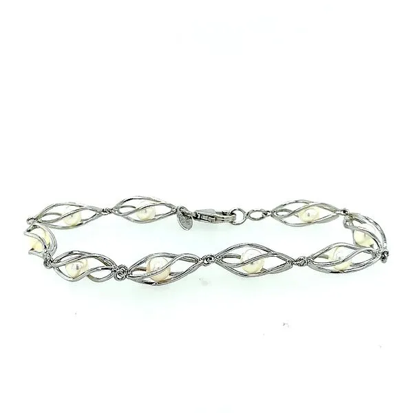 Sterling Silver Pearl Cage Bracelet