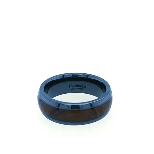 Black Zirconium Domed Profile Koa Wood Inlay Band Saxons Fine Jewelers Bend, OR
