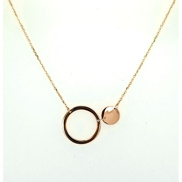 Rose Gold with Solid and Open Disc Cable Necklace Saxons Fine Jewelers Bend, OR