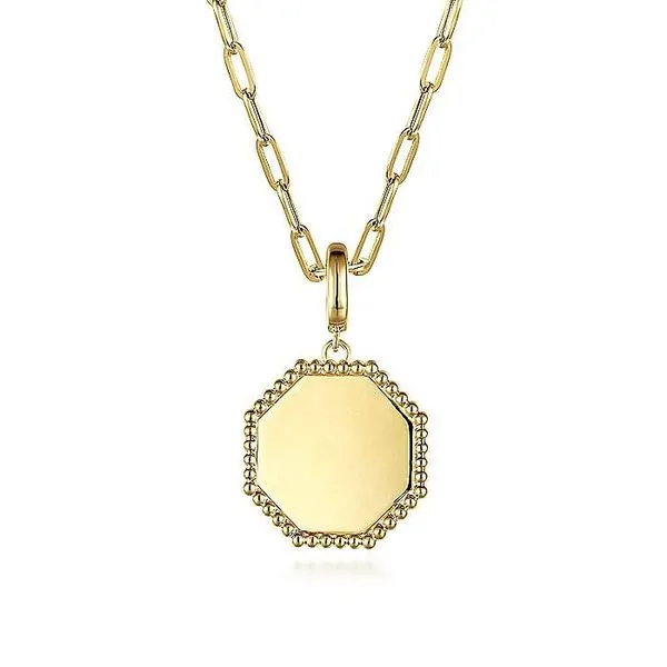 Gabriel & Co. 14 Karat Yellow Gold Bujukan Hexagon Medallion Pendant Image 3 Saxons Fine Jewelers Bend, OR
