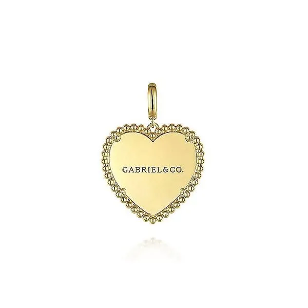Gabriel & Co. 14 Karat Yellow Gold Bujukan Heart Medallion Pendant Image 2 Saxons Fine Jewelers Bend, OR